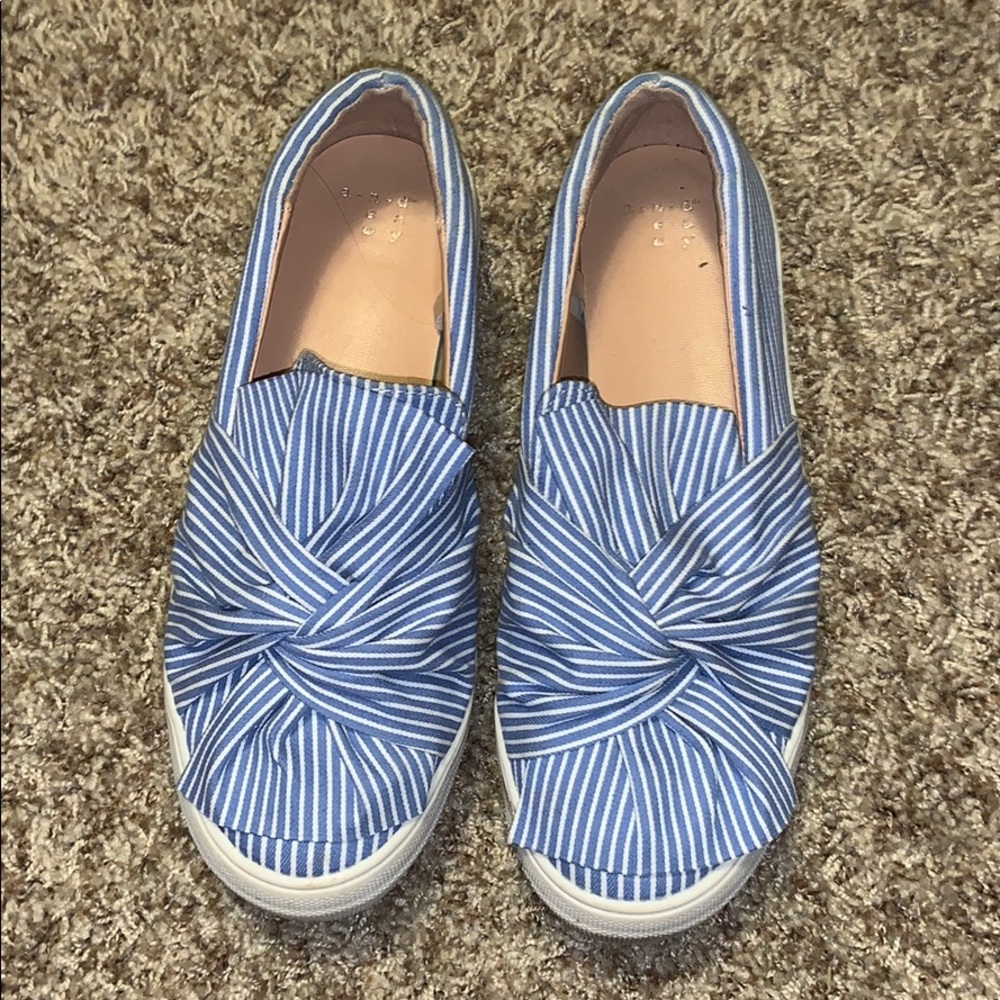 Cute Blue Pinstripe Slip Ons